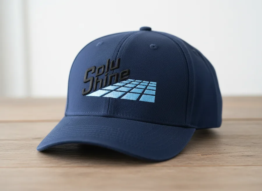 Blaues Cap mit gesticktem SoluShine-Logo